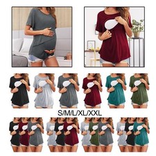 Women's Maternity Shirts Full Coverage Summer Breastfeeding Tshirt Nursing Tops