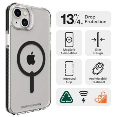 GEAR4 Hülle Cover für iPhone 15 Plus/14 Plus Piccadilly Snap - klar/schwarz
