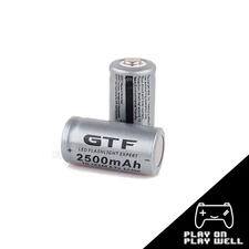 GTF 16340 CR123 CR123A Li-Ion Rechargeable Battery - 3.7V 2500mAh - 1 to 4 pack