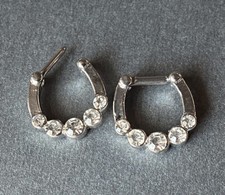 1pc Five Gem Septum Clicker 316L Surgical Steel 16 gauge Nose Ring- Clear Only 