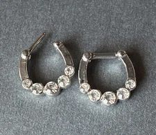 1pc Five Gem Septum Clicker 316L Surgical Steel 16 gauge Nose Ring