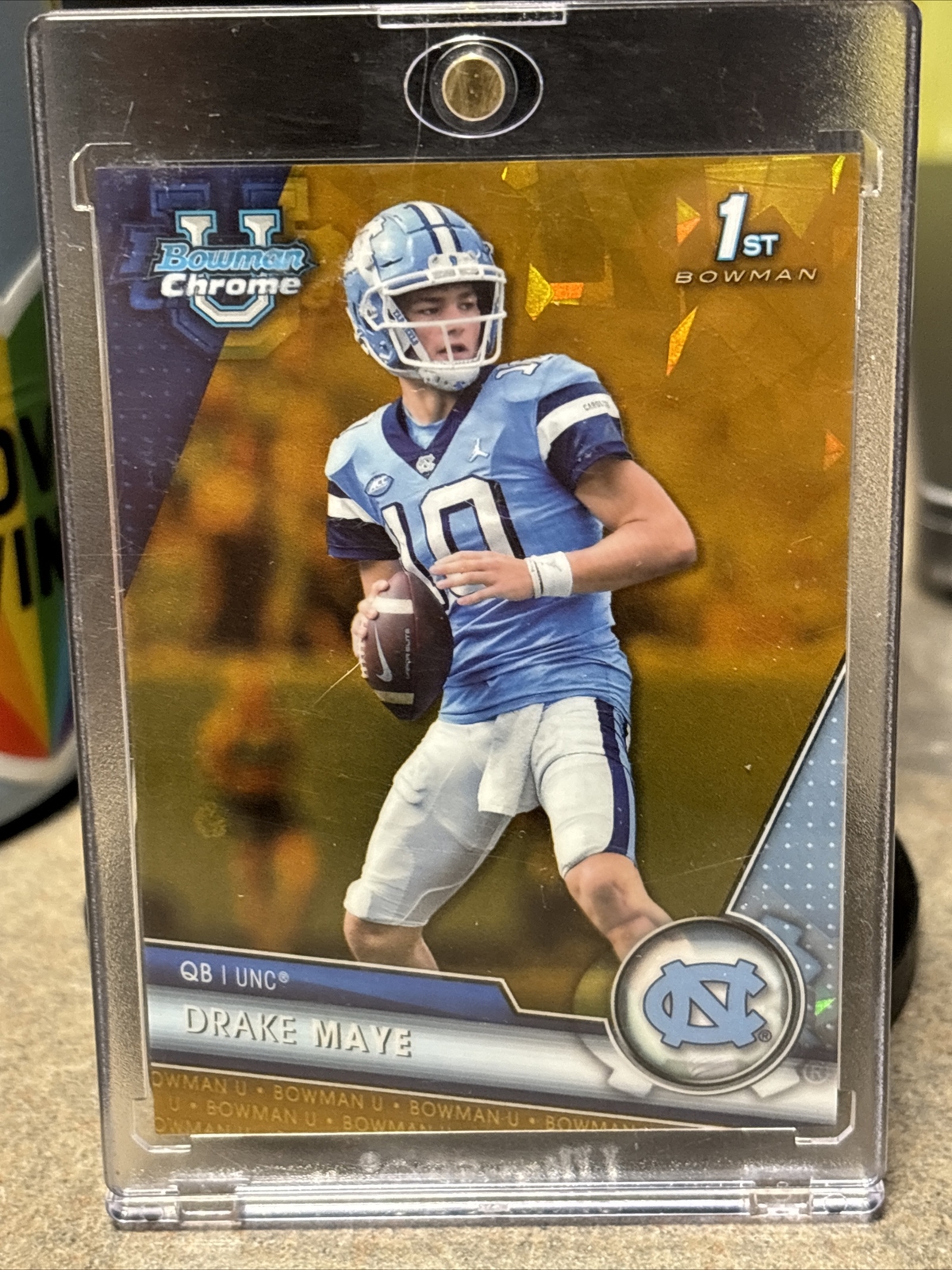 2023 Bowman Chrome University 1st Sapphire Gold #200 Drake Maye /50