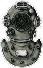 Divers Helmet Scuba Sea Diving Diver Car Bumper Window Sticker Decal 3.2"X5"
