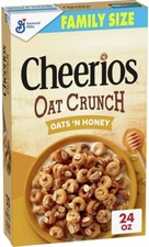 NEW GENERAL MILLS CHEERIOS OAT CRUNCH OATS 'N HONEY FLAVOR CEREAL 24 OZ