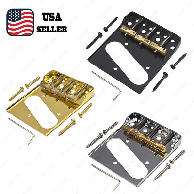3 Colors Guitar Bridge Compensated Brass Saddles Cut-Down Sides For Telecaster
