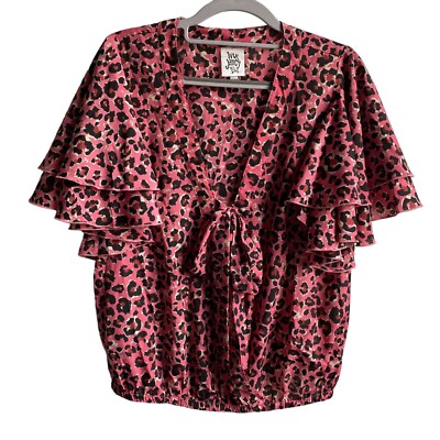 Ivy Jane Two tier ruffle sleeve faux wrap top Sz S/M