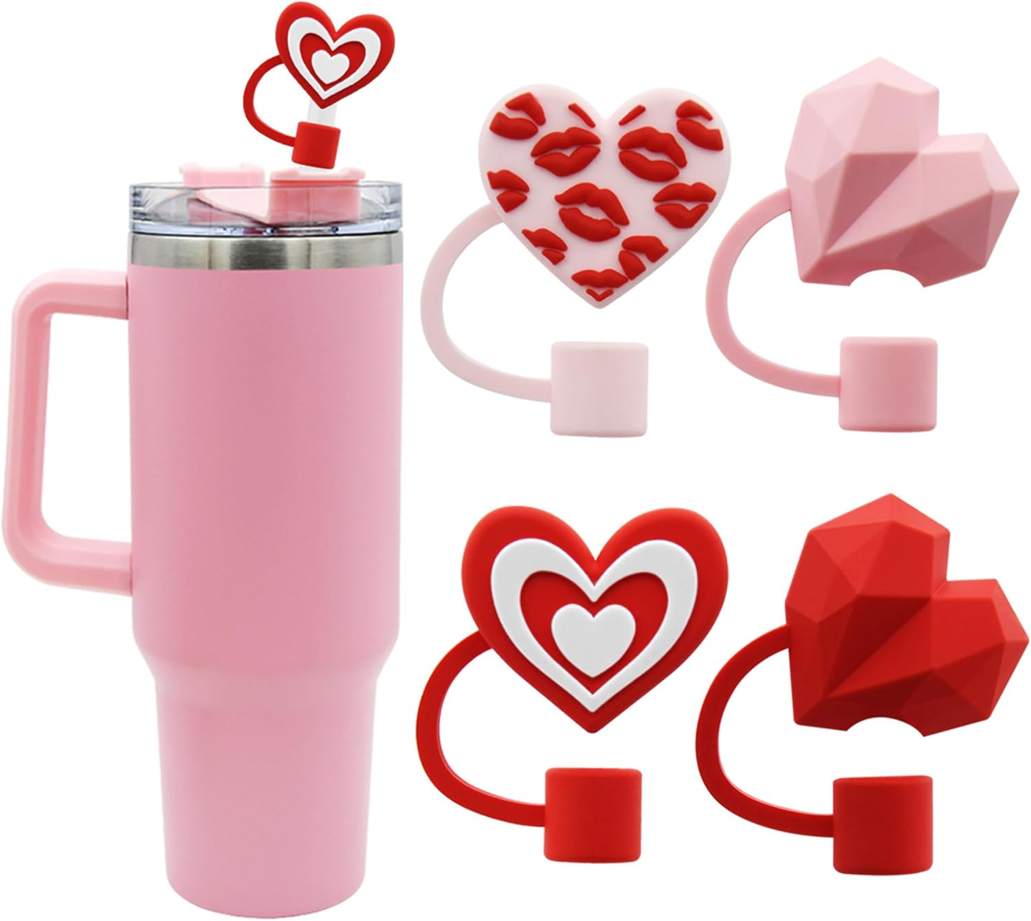 Heart Straw Topper for Stanley Cup Compatible with 30&40 Oz Tumbler, 10Mm Straw