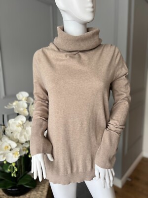 Oui Women s Jumper Size UK 14 Knitted Roll Neck Cotton Pullover/