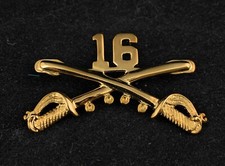 US Army 16th Cavalry Regimental Crossed Sabres, Large 2" Inch Hat Lapel Pin