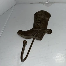 Cast Iron Boot Wall Hook Hat Rack Brown Unmarked Heavy Vintage