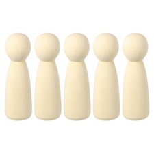 5 Pack Wood Peg 5 Inch Girl-Shape Unfinished Bodies Figures for Craft