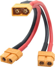 Short XT60 Parallel Battery Connector Cable,14Awg 1 Male to 2 Female Y Splitter