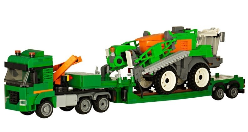 Véhicule miniature BlueBrixx Pantera 4503 AMAZONE avec remorque surbaissée porte-machine