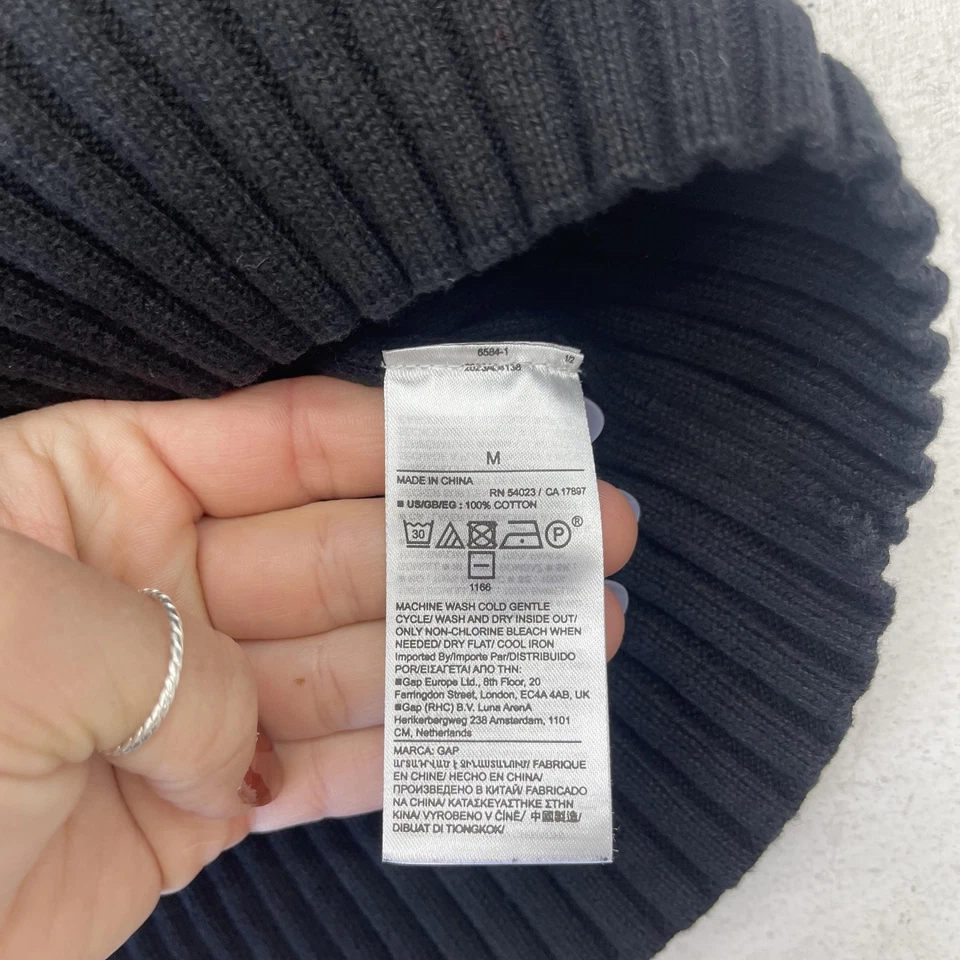 GAP Maternity Sweater Womens Medium Black Ribbed Knit Scoop Neck Long Sleeve - Image 3 of 4