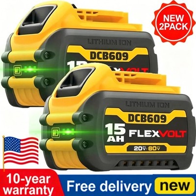 2Pack 15.0AH DCB609-2 For DEWALT DCB612 20V/60V MAX FLEXVOLT Lithium-Ion Battery