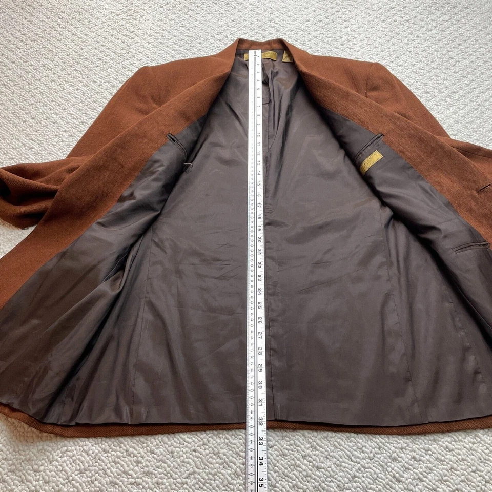 Donna Karan Signature Suit Jacket Mens 44 Regular Brown One Button Wool Blazer - Image 2 of 4