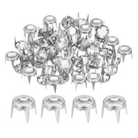 60Pcs Strassnieten, 8Mm Runde Nieten Kristallklauenperlen Nagelkopf, Gold/Weiß