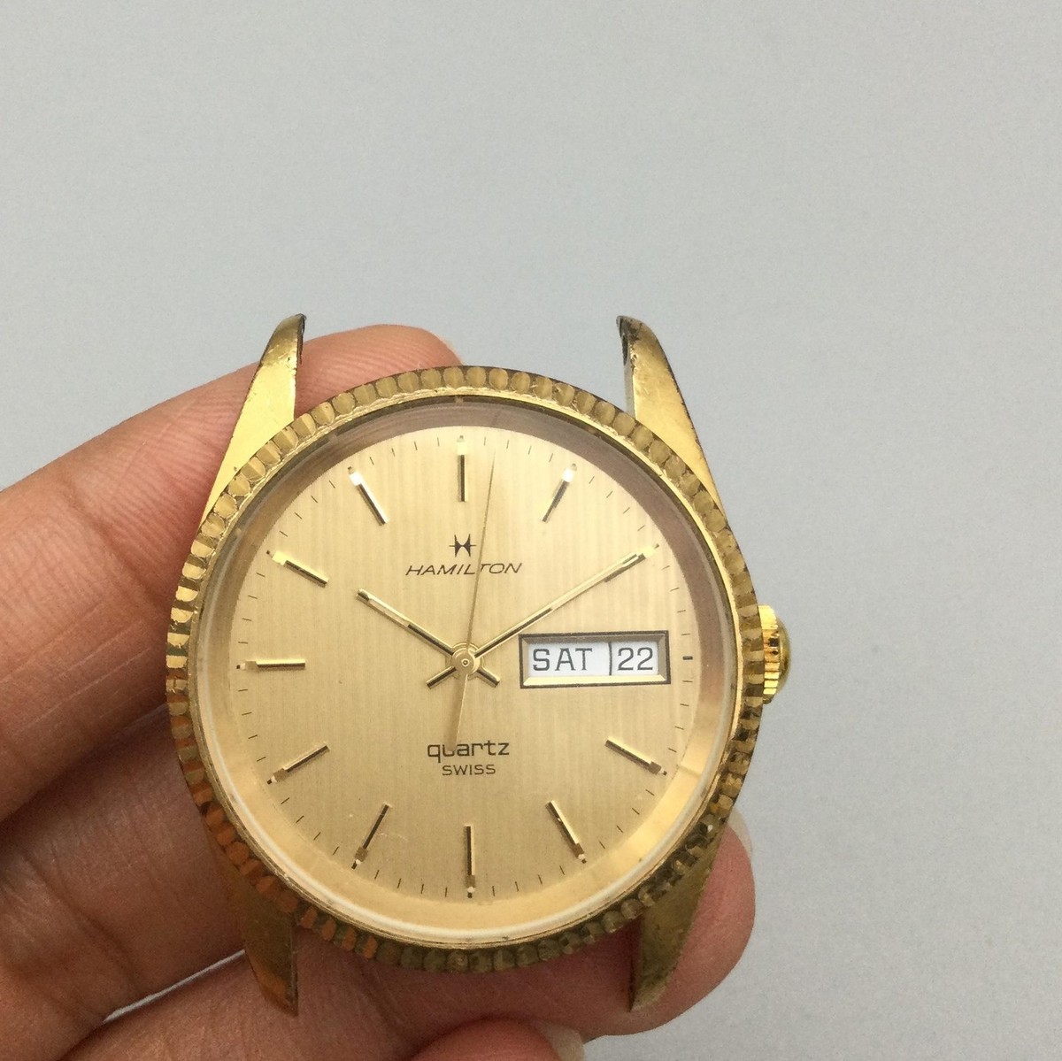 Vintage Hamilton Mens Watch 35mm Gold Dial Gold Swiss NON RUNNING Vintage Hamilton Mens Watch 35mm Gold Dial Gold Swiss NON RUNNING