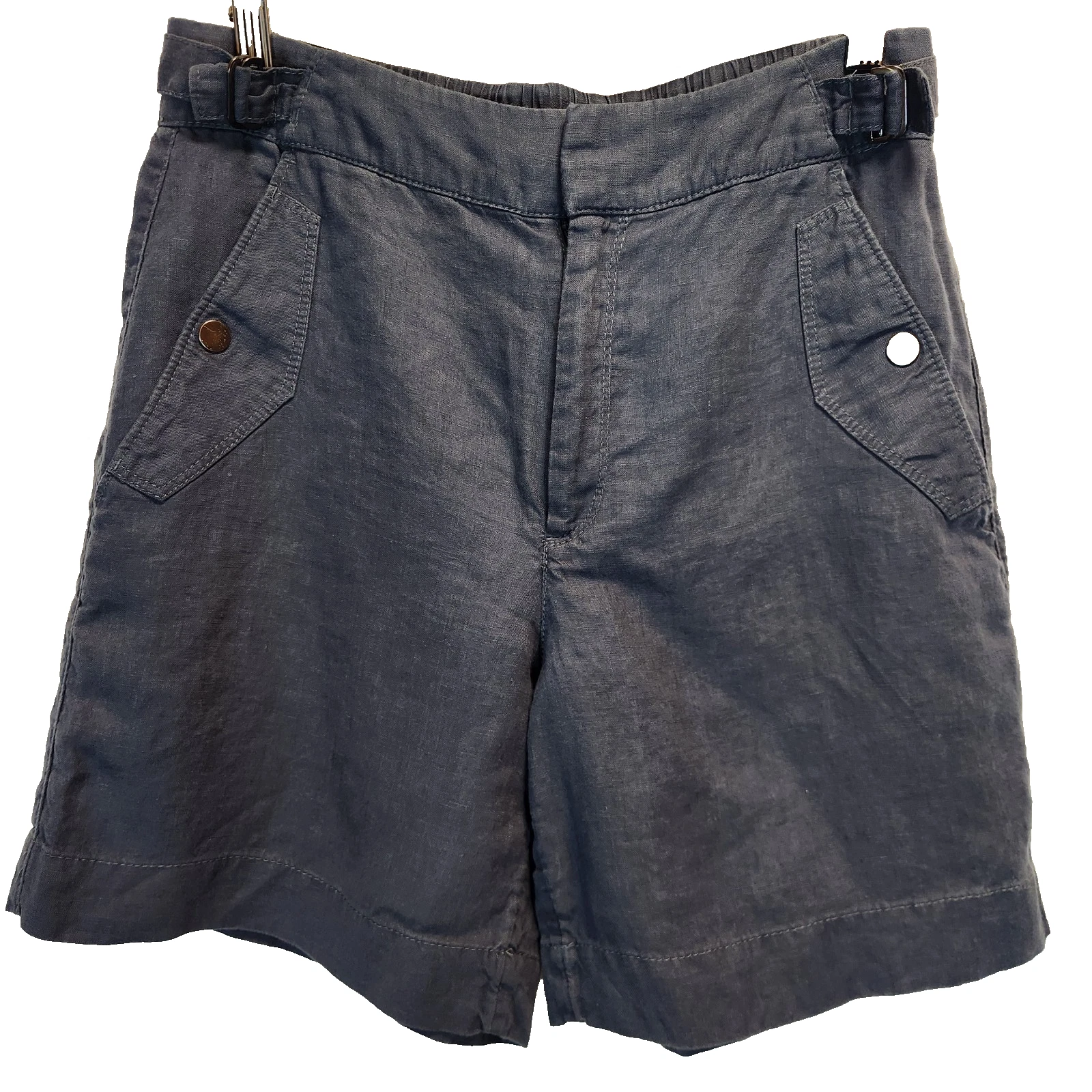 Athleta Voyager Womens Size 4 Linen Shorts Lightweight Breathable Blue High Rise