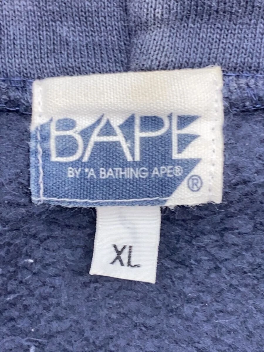 A BATHING APE (BAPE) Felpa con cappuccio e zip BAPE A BATHING APE XL cotone blu navy tinta unita #ED AZA