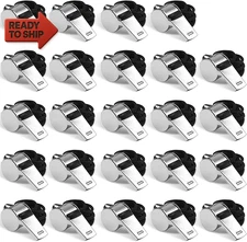Whistle, 24 PCS Professional Stainless-Steel Whistles with Lanyards in Bulk, Ve
