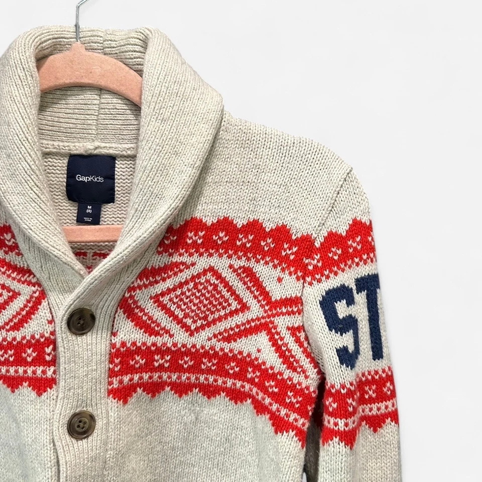 Cárdigan Gap Kids Estilo Libre Cuello Chal Isla Justa Abuelo Niños Talla Mediana/8 Foto 4 de 4