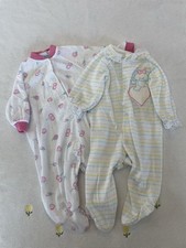 Vintage Baby Sleeper Set Teddy Bear Lace Footed Pajamas 0  6M Pastel Nursery, 90s