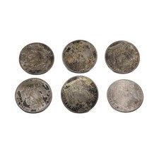 6 silver buttons original coins 10 Kreuzer costume 17306