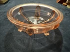 Vintage Depression Glass PINK footed Candy Bowl Dish Large Victorian