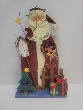 Vintage Wooden Santa Christmas Decor 14" Tall