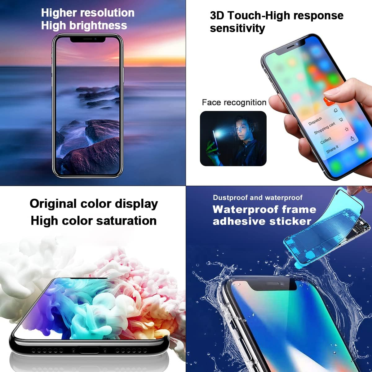 TSIOFO voor iPhone Xs Max Screen Vervanging Kit, 6.5 inch 3D