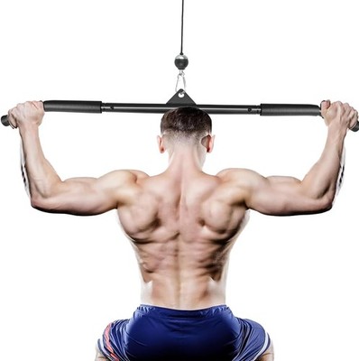 Straight Lat Pulldown Bar   Heavy-Duty Cable Attachment, 150 kg Capacity, Home