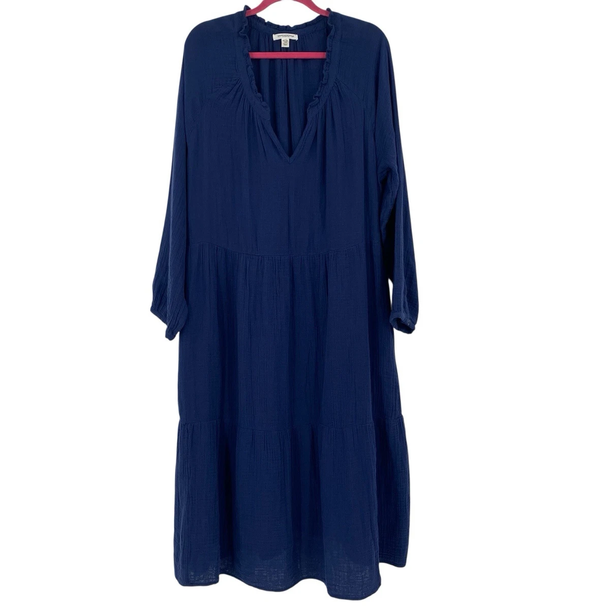 chinese dress ladies Navy Linen Maxi Dress with Button Back main image 0