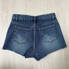 Vintage Denim Shorts Hot Pants with Cut Hem, Size 27-28