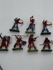 Britains SuperDeetail Indians - 54mm painted plastic figures on metal bases 7 Pc