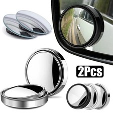 2x Adjustable Blind Spot Mirrors for Car – 360° HD Glass, Stick-On Convex Wide