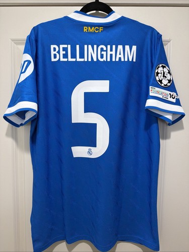 Bellingham #5 Mens LARGE Adidas Real Madrid Third Authentic UCL Jersey