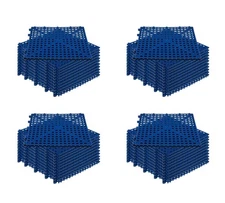 48 Pack 12"x12" Non Slip Interlocking Self Drainage Tiles - 1/2" Thick, Blue