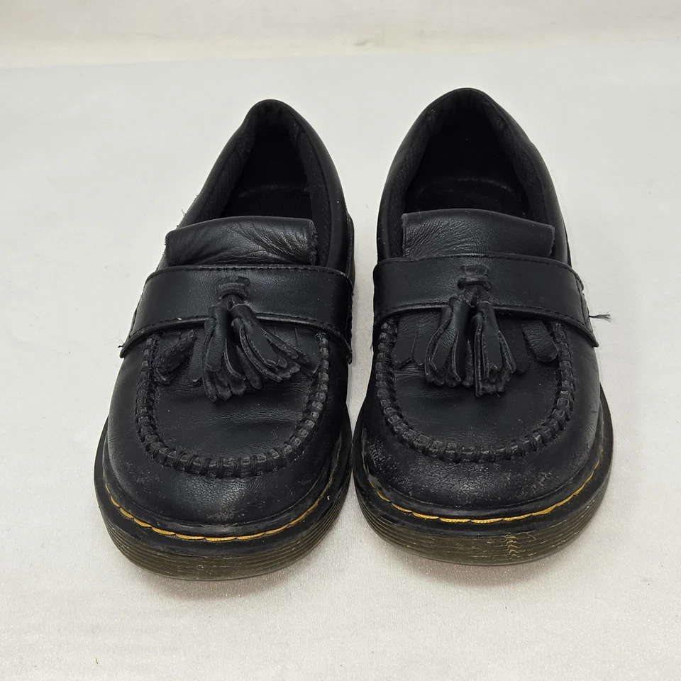 DR. MARTENS ADRIAN JUNIOR BLACK LEATHER TASSEL LOAFERS SHOES US KID'S SIZE 13 - Image 2 of 4