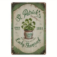 Lucky Shamrock Farm Metal Sign St Patricks Day Retro Home Wall Art Decoration