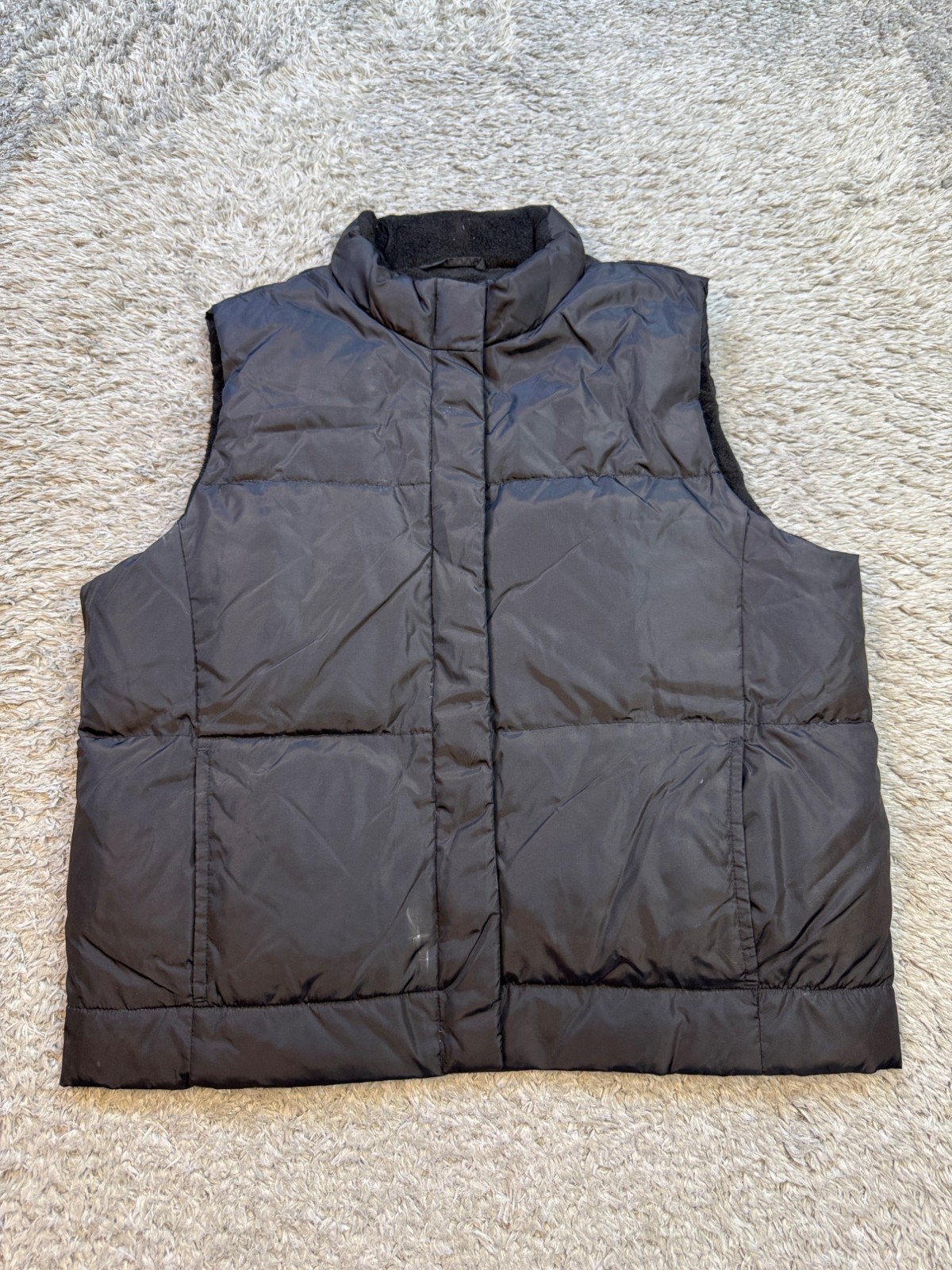 Vtg GAP Vest Women Medium Black Quilted Full Zip Fleece Lined Down Puffer Jacket