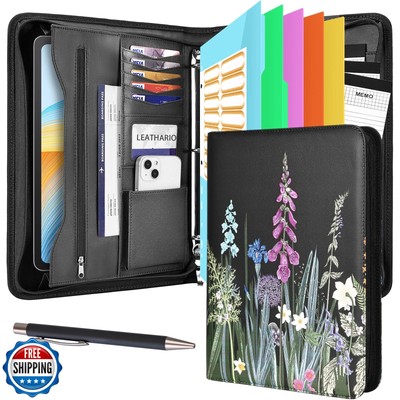 Leathario Portfolio Binder, Includes 5 Folder Index Dividers and 3 Notepads, 