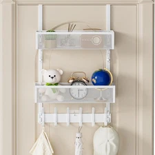 Over The Door Hooks Organizer, Storage with 12 2 Baskets, White 
