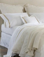 Matouk "Sierra Hemstitch"  100% Cotton Percale Euro Pillow Sham, Ivory, NEW!