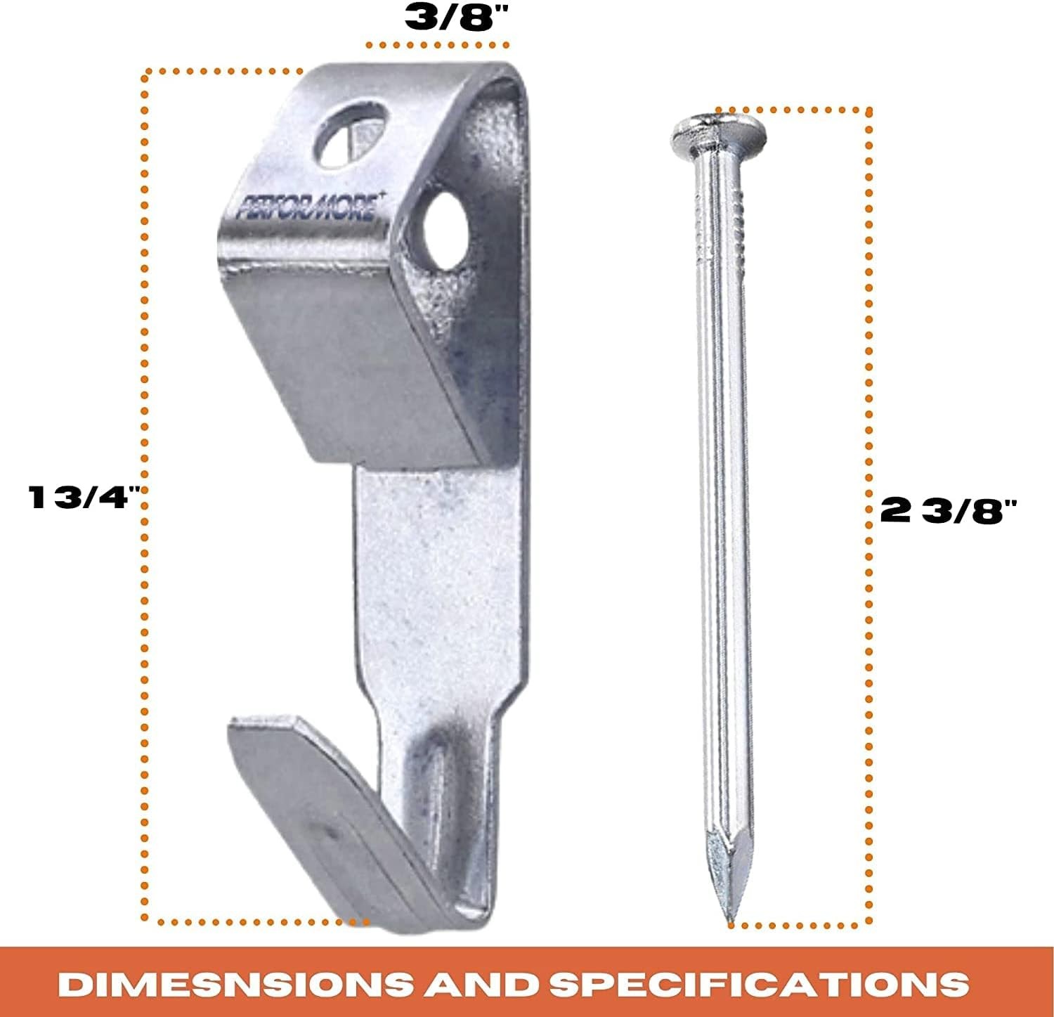 Performore 5 Pack of Heavy Duty Picture Hanger Hooks with Nails, 100lbs Frame Ho