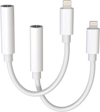 2 Pack Lightning to 3.5mm Headphone Jack Adapter AUX Audio Dongle for Phone Tabl