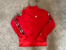 Nike Track Jacket "Just Do It" Mens M Red Taped Sleeve Full Zip Sportswear