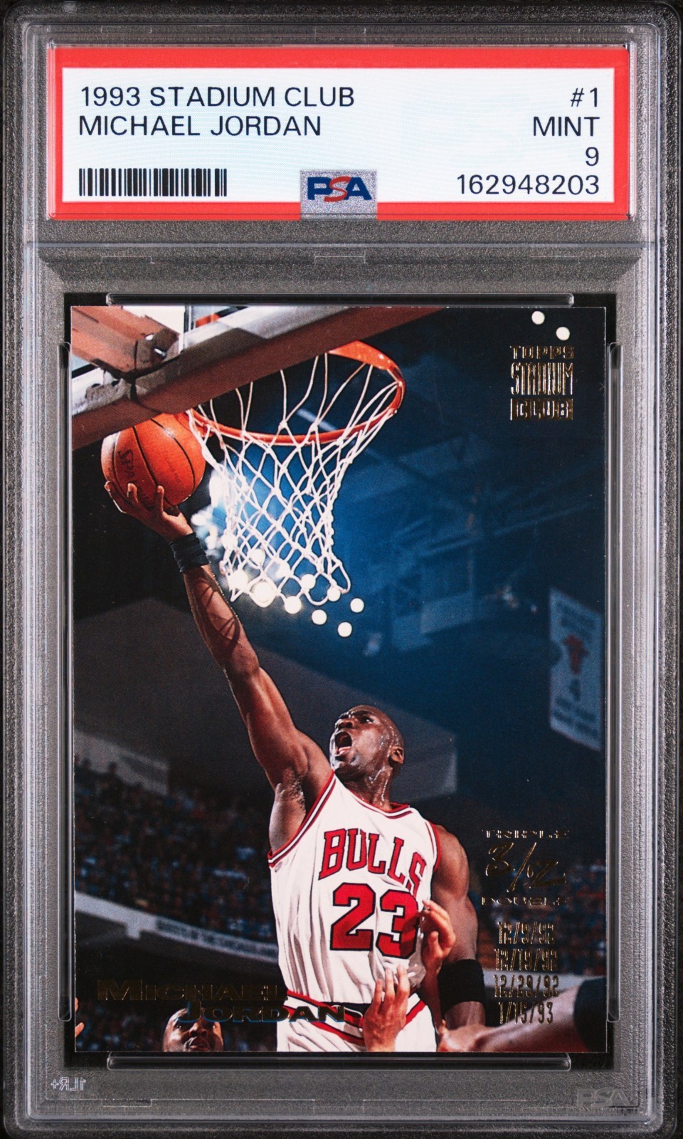 1993 STADIUM CLUB #1 MICHAEL JORDAN PSA 9 view 4