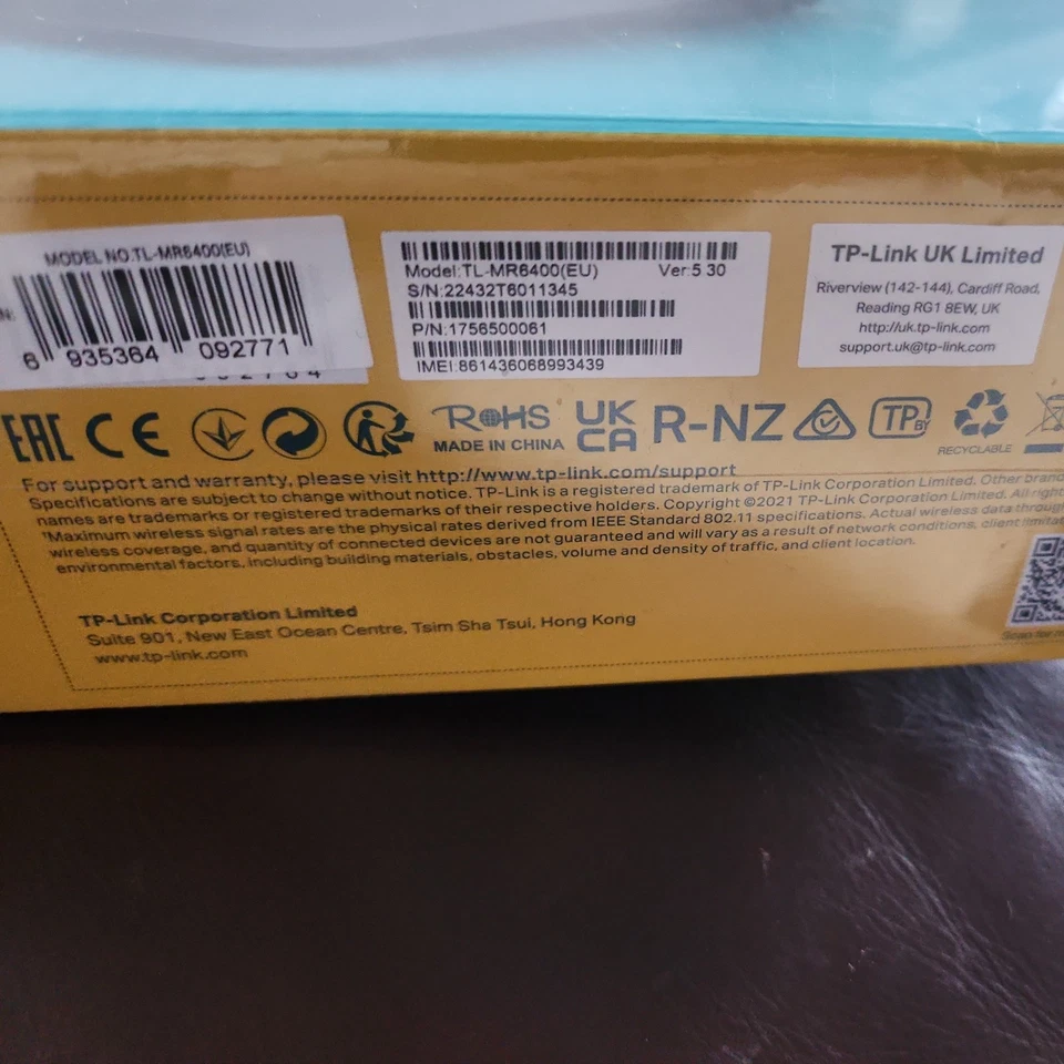 TP-LINK (TL-MR6400) 300Mbps SIM Slot Unlocked Wireless N 4G LTE Router UK Black - Image 2 of 3