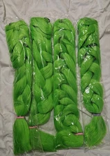 4 Pack Green Braid Jumbo Hair Extension 24 inches For Daily Use Outin Party Hall